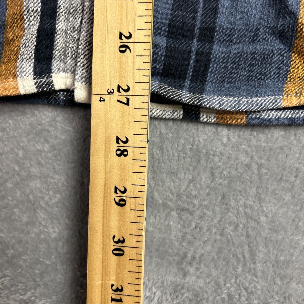 LL Bean Signature Slim Fit Flannel Shirt Mens Plaid Button Up Blue/Orange Sz. L - Picture 3 of 12